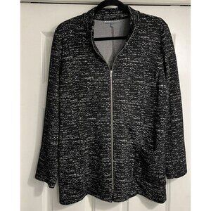 VTG‎ ELLIOTT LAUREN Jacket Sz Medium Black Heathers Full Zip Pockets Athleisure